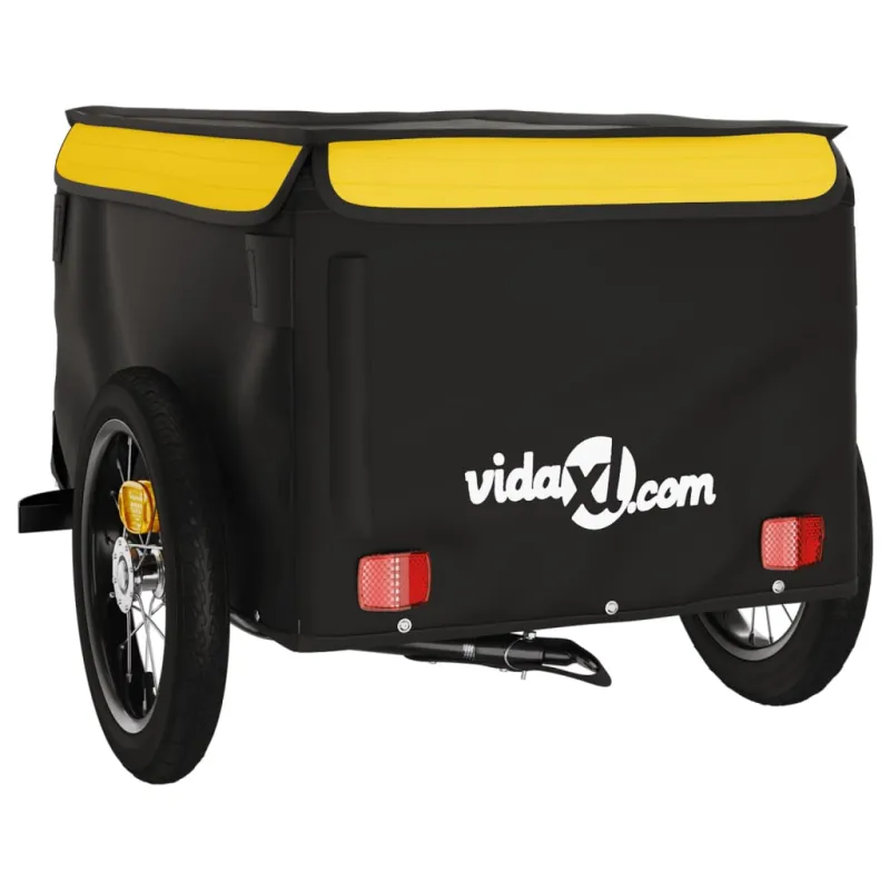 Dviračio priekaba, juodos ir geltonos spalvos, 30kg, geležis