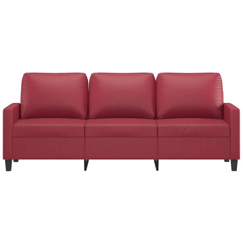 Trivietė sofa, raudonojo vyno spalvos, 180cm, dirbtinė oda