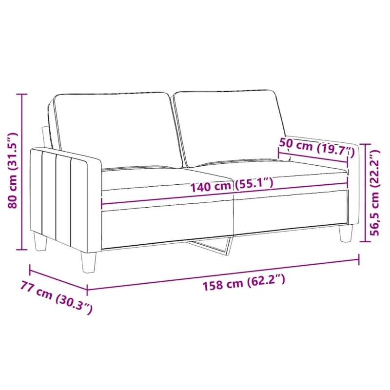 Dvivietė sofa, taupe spalvos, 140cm, audinys