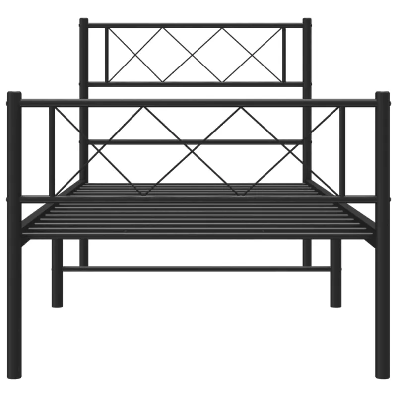 Lovos rėmas su galvūgaliu/kojūgaliu, juodas, 90x190cm, metalas