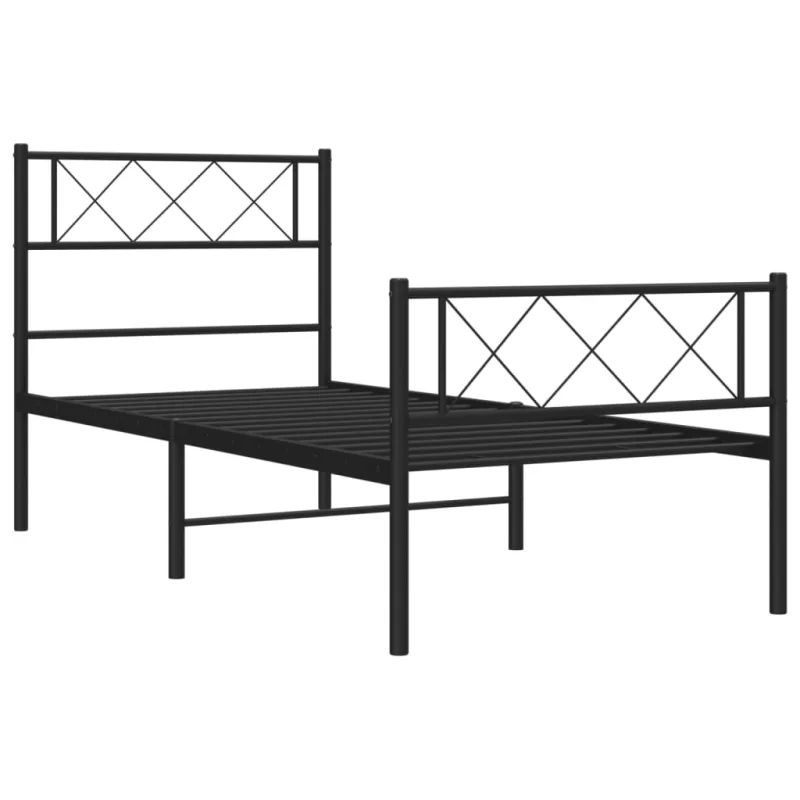 Lovos rėmas su galvūgaliu/kojūgaliu, juodas, 90x190cm, metalas