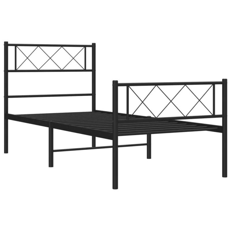 Lovos rėmas su galvūgaliu/kojūgaliu, juodas, 75x190cm, metalas