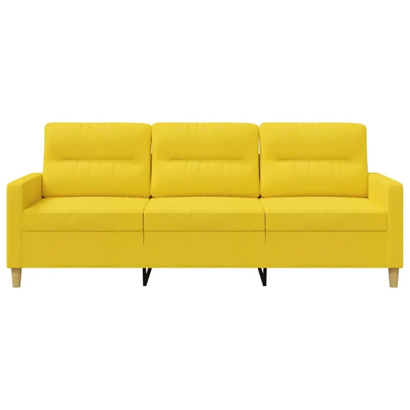 Trivietė sofa, šviesiai geltonos spalvos, 180cm, audinys