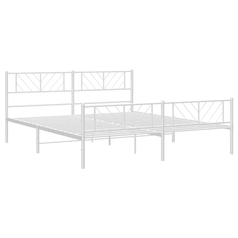 Lovos rėmas su galvūgaliu/kojūgaliu, baltas, 183x213cm, metalas