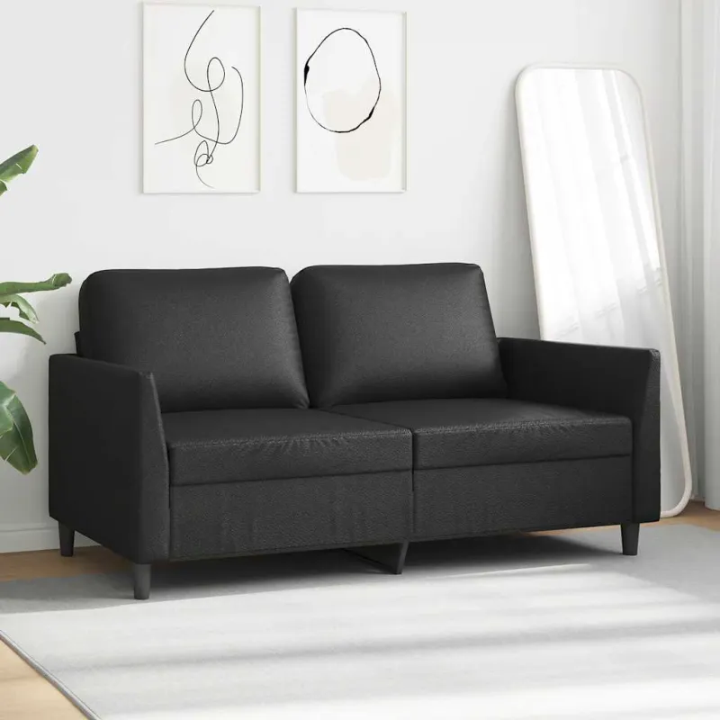 Dvivietė sofa, juodos spalvos, 140cm, dirbtinė oda