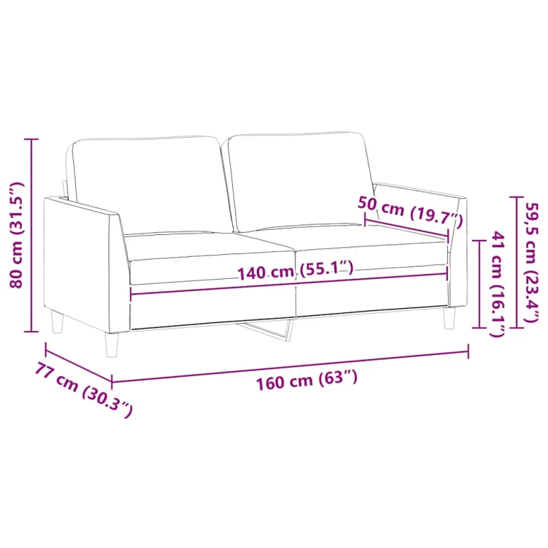 Dvivietė sofa, juodos spalvos, 140cm, dirbtinė oda