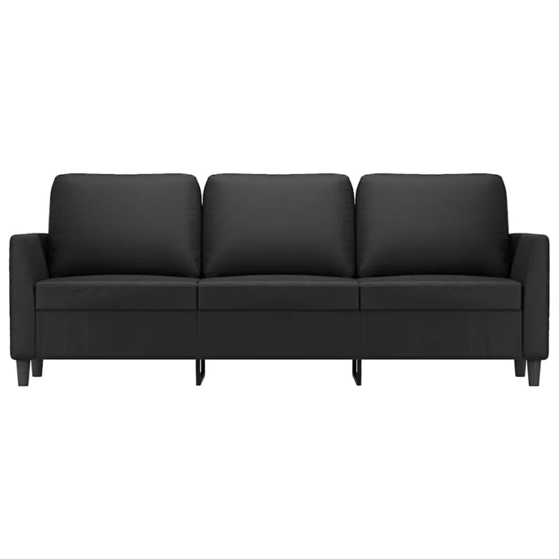 Trivietė sofa, juodos spalvos, 180cm, dirbtinė oda