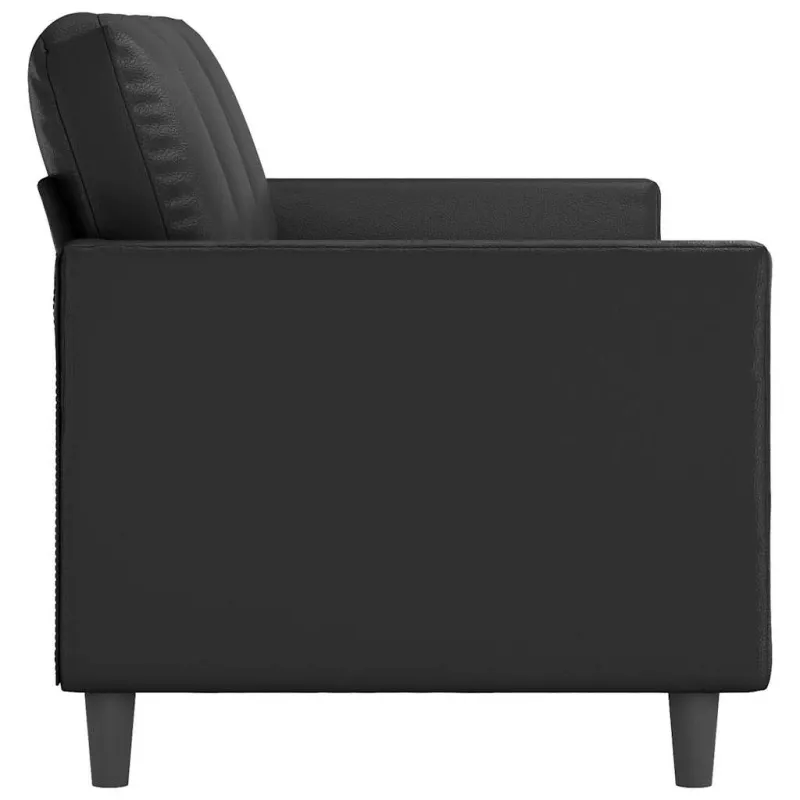 Trivietė sofa, juodos spalvos, 180cm, dirbtinė oda