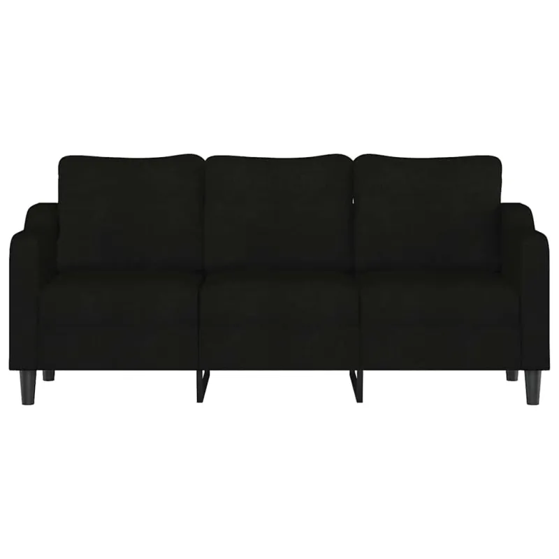 Trivietė sofa, juodos spalvos, 180cm, audinys