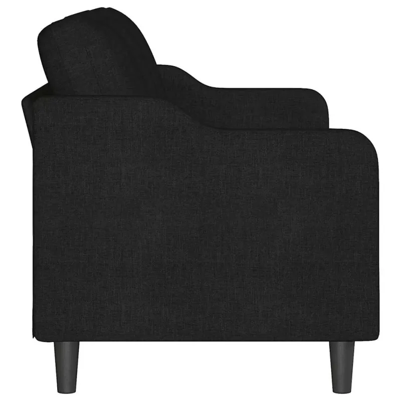Trivietė sofa, juodos spalvos, 180cm, audinys