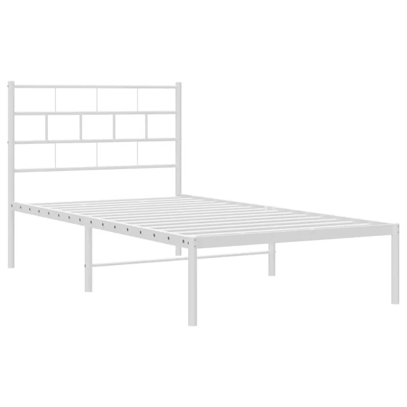 Metalinis lovos rėmas su galvūgaliu, baltos spalvos, 107x203cm