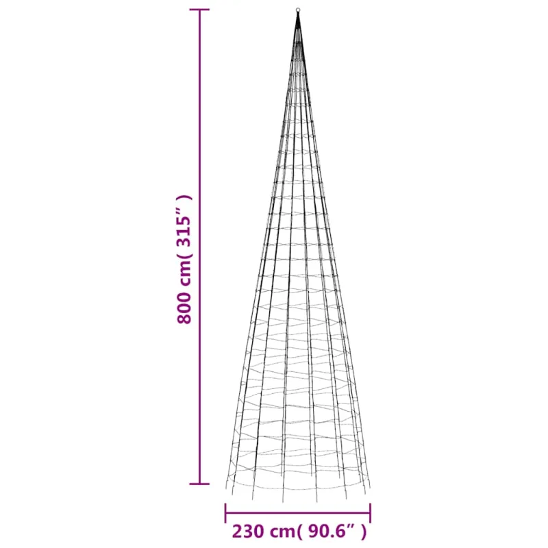 LED Kalėdų eglutė 3000 LED šiltai balta 800 cm