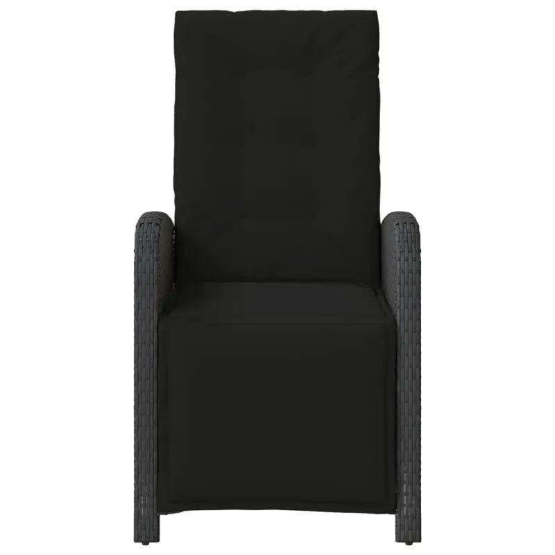 Bistro-Setti pehmusteilla, 3-os osat, musta, polyrattani