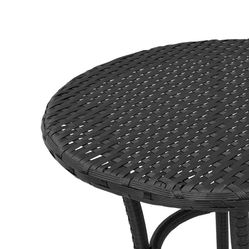Bistro-Setti pehmusteilla, 3-os osat, musta, polyrattani