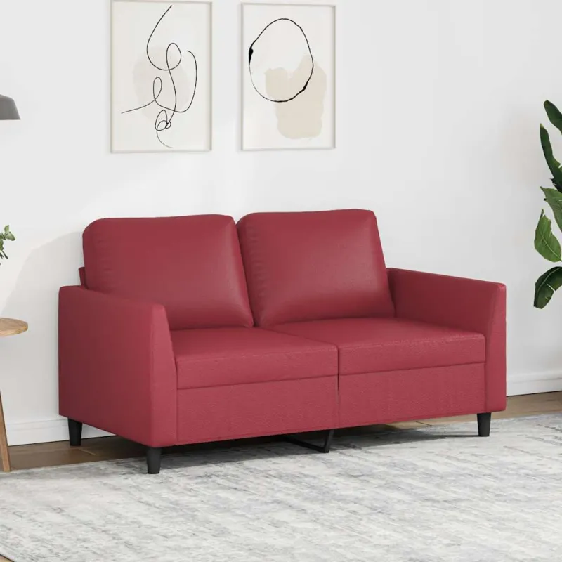 Dvivietė sofa, raudonojo vyno spalvos, 120cm, dirbtinė oda