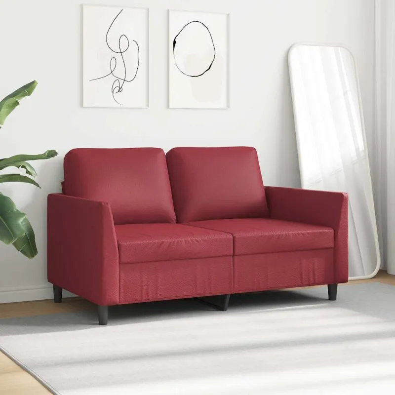 Dvivietė sofa, raudonojo vyno spalvos, 120cm, dirbtinė oda