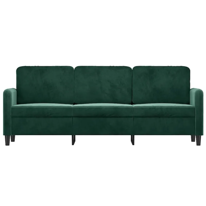 Trivietė sofa, tamsiai žalios spalvos, 180cm, aksomas