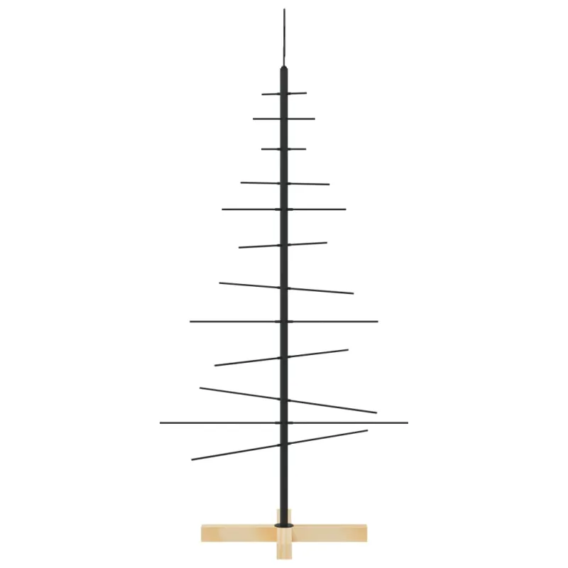Metalinė Kalėdų eglutė su mediniu pagrindu, juoda, 120 cm