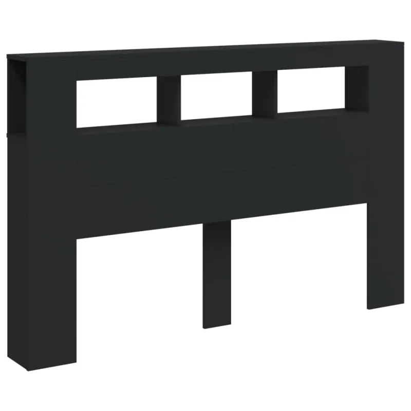 LED galvūgalis, juodas, 160x18,5x103,5cm, apdirbta mediena