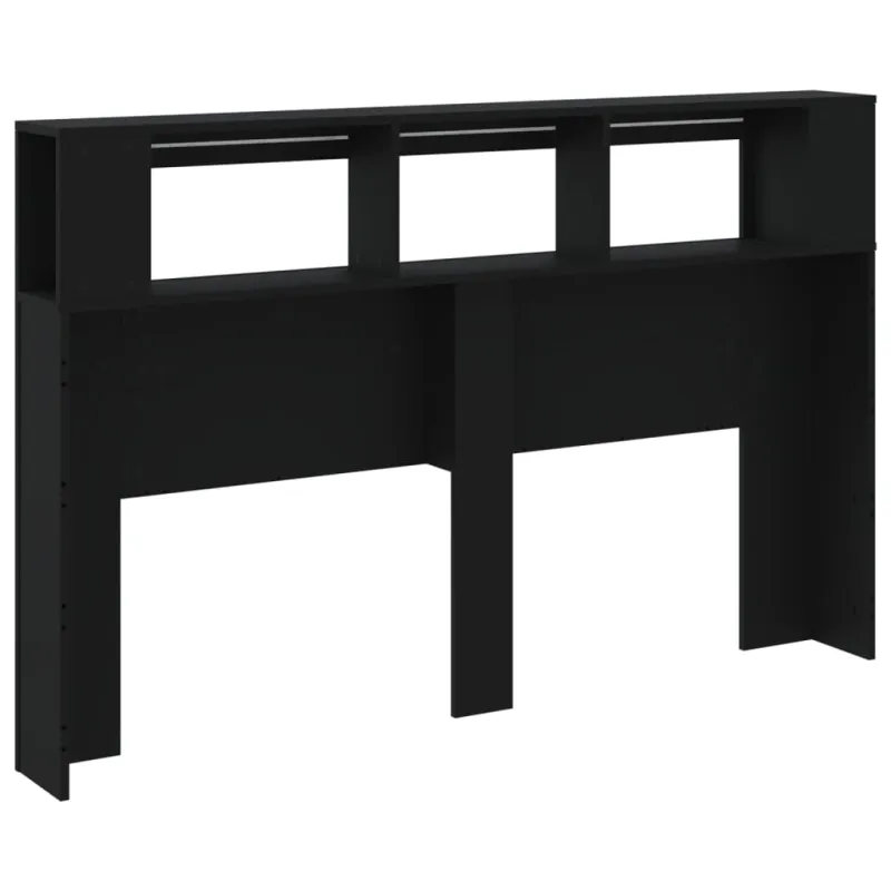 LED galvūgalis, juodas, 160x18,5x103,5cm, apdirbta mediena