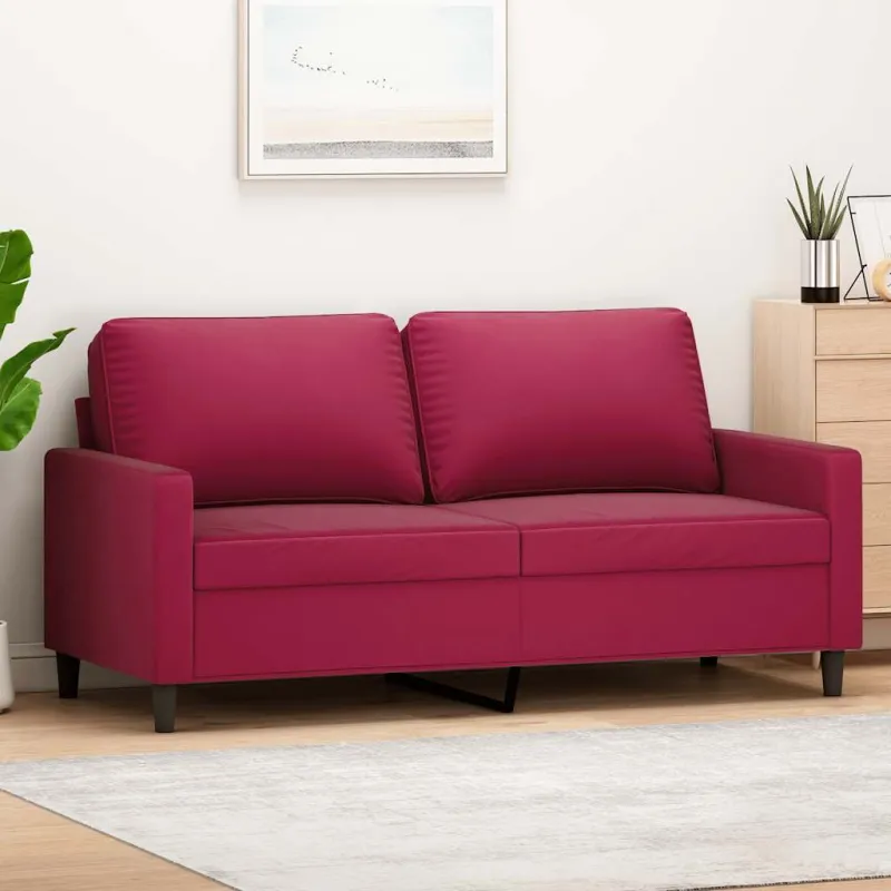 Dvivietė sofa, raudonojo vyno spalvos, 140cm, aksomas