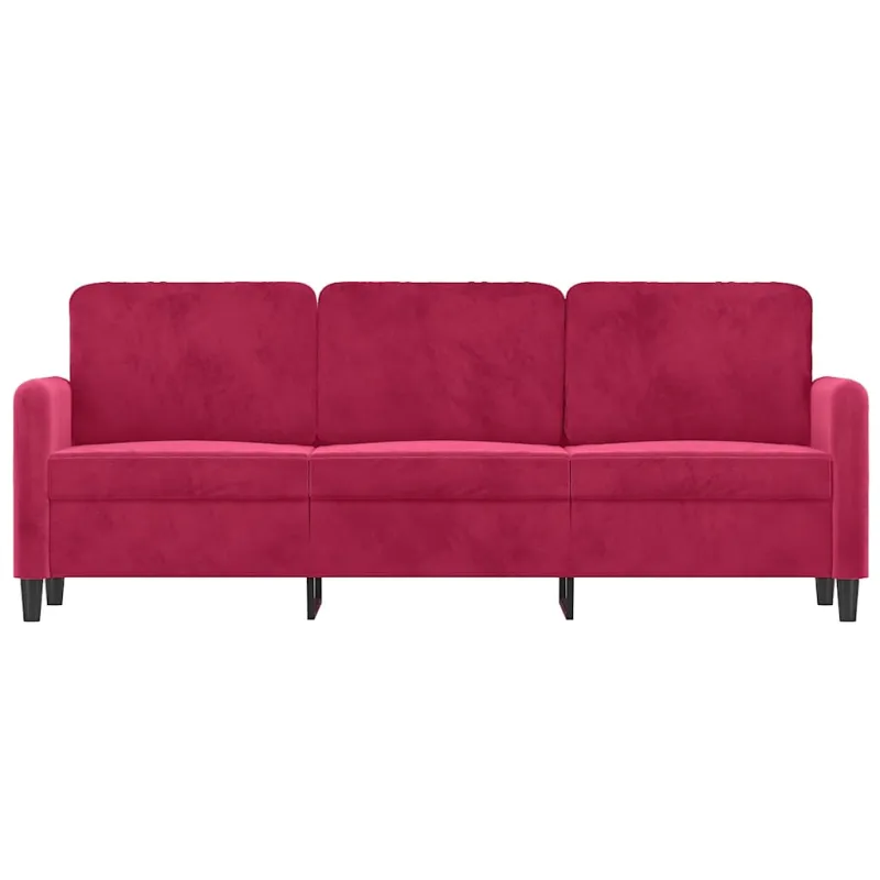 Trivietė sofa, raudonojo vyno spalvos, 180cm, aksomas