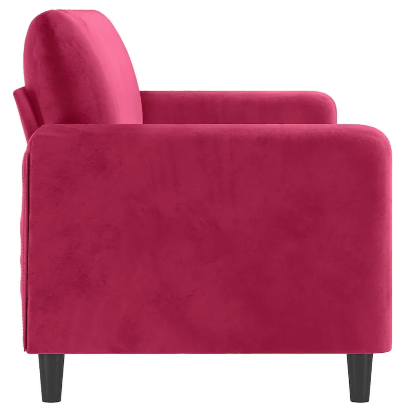 Trivietė sofa, raudonojo vyno spalvos, 180cm, aksomas