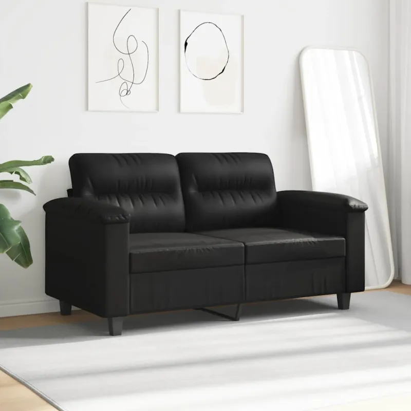Dvivietė sofa, juodos spalvos, 120cm, mikropluošto audinys