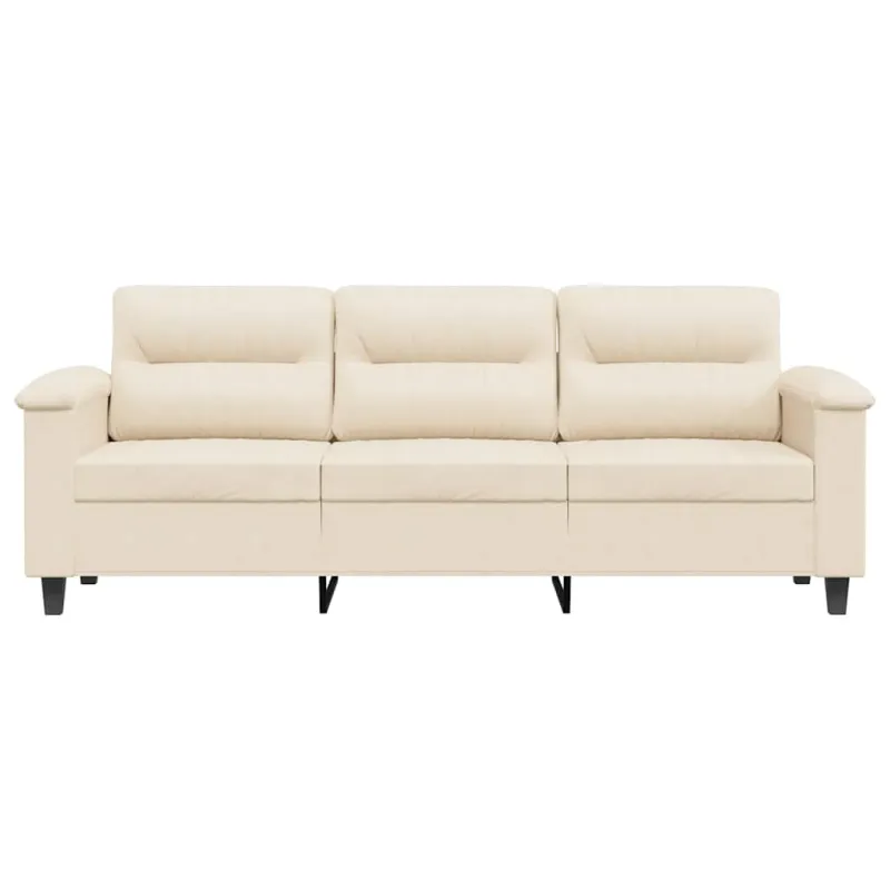 Trivietė sofa, smėlio spalvos, 180cm, mikropluošto audinys