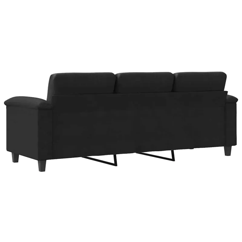 Trivietė sofa, juodos spalvos, 180cm, mikropluošto audinys