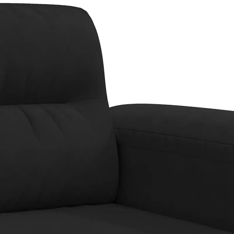 Trivietė sofa, juodos spalvos, 180cm, mikropluošto audinys