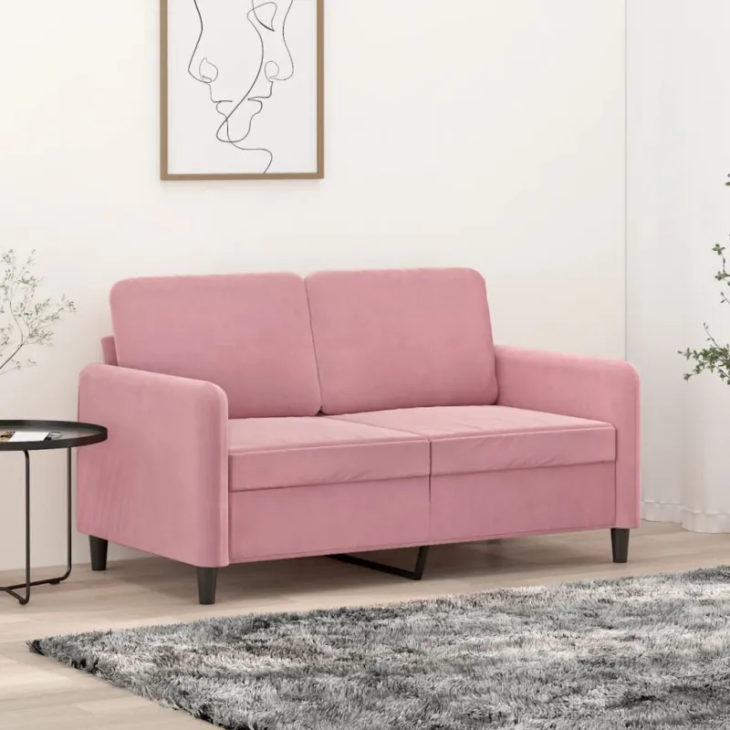 Dvivietė sofa, rožinės spalvos, 120cm, aksomas