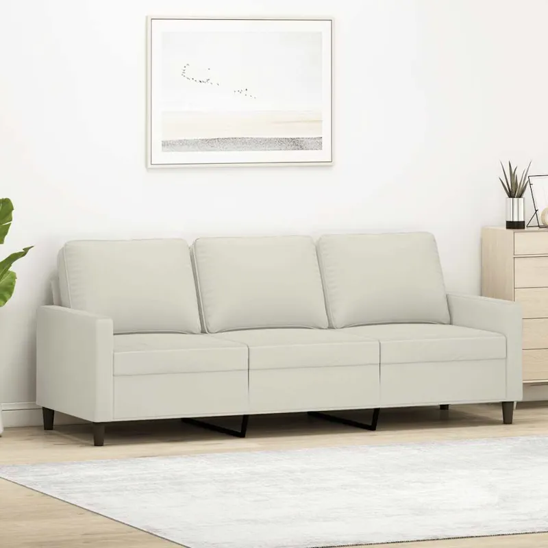 Trivietė sofa, kreminės spalvos, 180cm, aksomas
