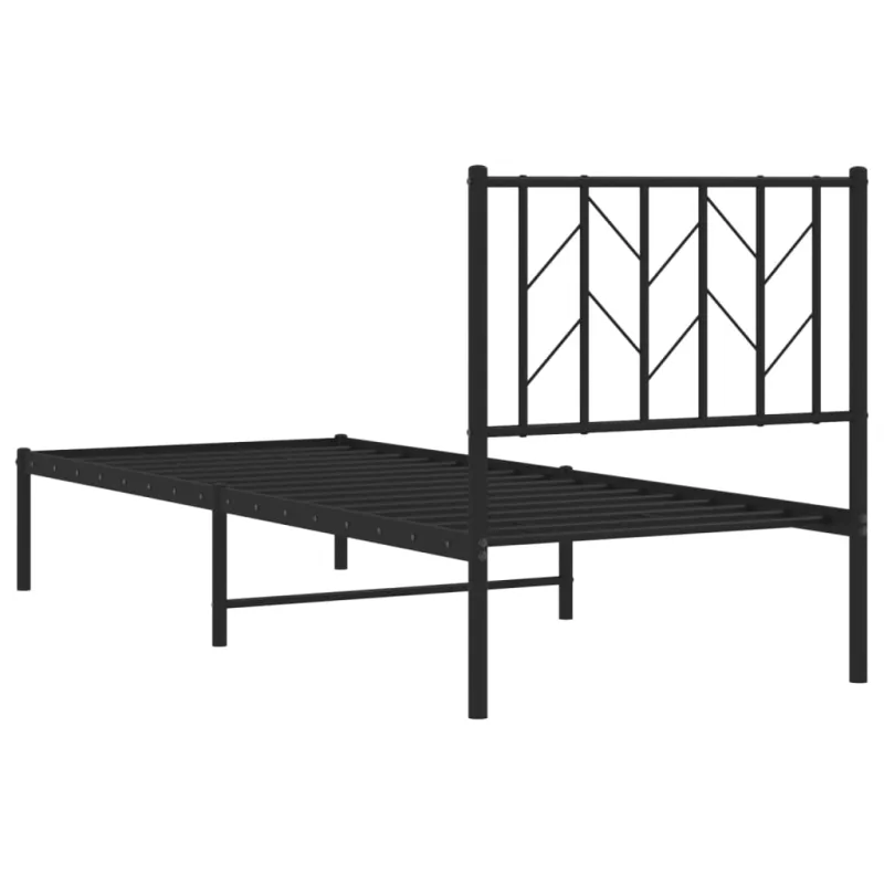Metalinis lovos rėmas su galvūgaliu, juodos spalvos, 75x190cm