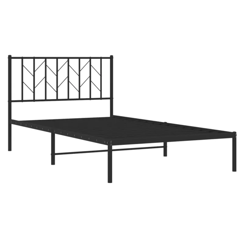 Metalinis lovos rėmas su galvūgaliu, juodos spalvos, 107x203cm