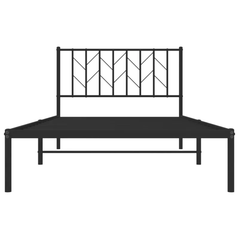 Metalinis lovos rėmas su galvūgaliu, juodos spalvos, 107x203cm