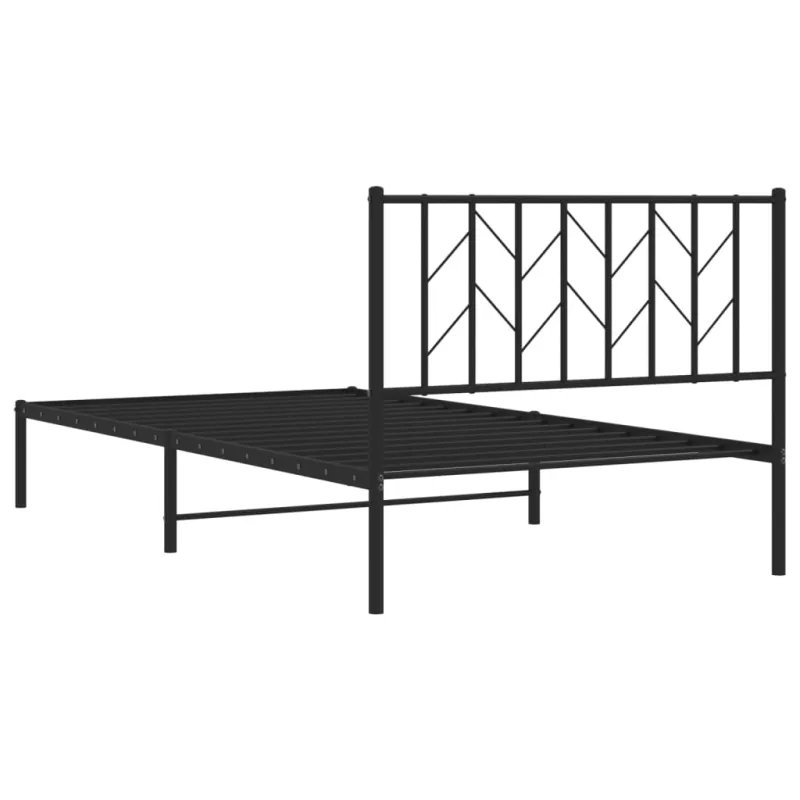 Metalinis lovos rėmas su galvūgaliu, juodos spalvos, 107x203cm