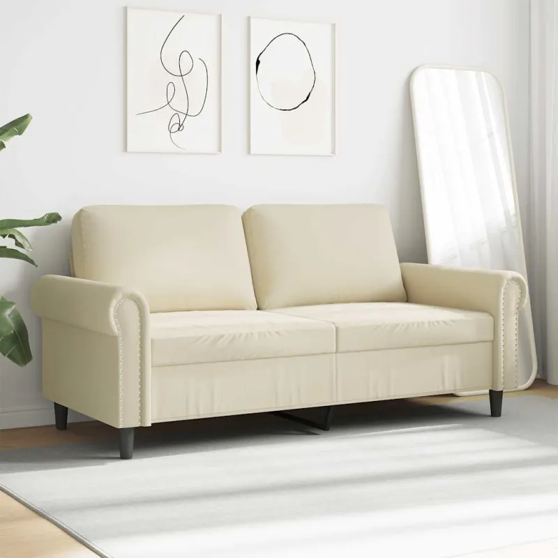 Dvivietė sofa, kreminės spalvos, 140cm, dirbtinė oda