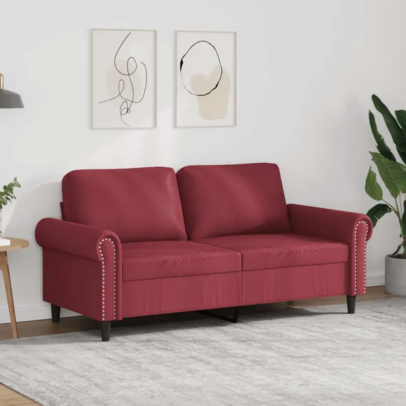 Dvivietė sofa, raudonojo vyno spalvos, 140cm, dirbtinė oda