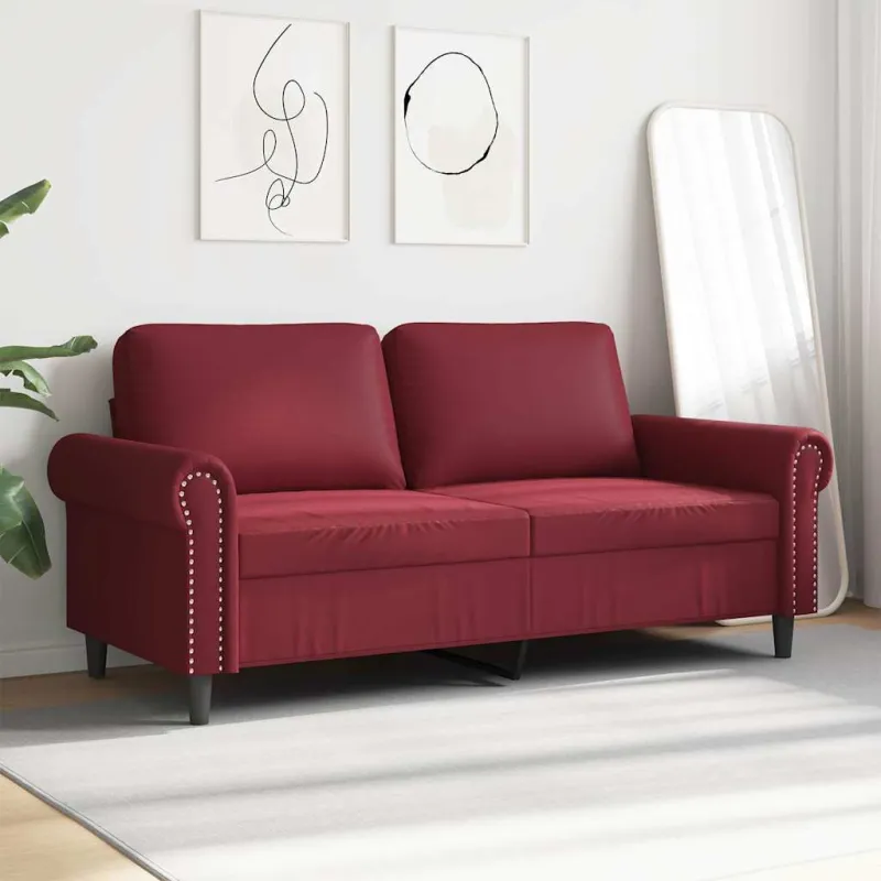 Dvivietė sofa, raudonojo vyno spalvos, 140cm, dirbtinė oda
