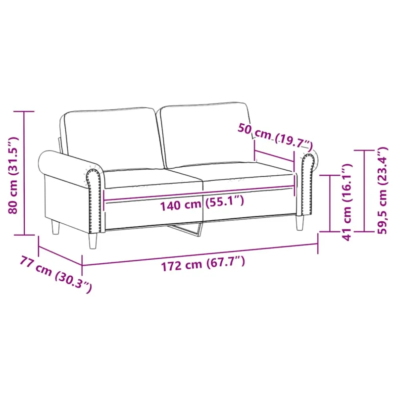 Dvivietė sofa, raudonojo vyno spalvos, 140cm, dirbtinė oda