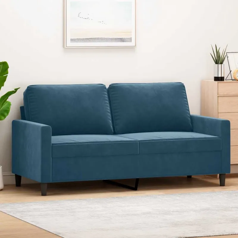 Dvivietė sofa, mėlynos spalvos, 140cm, aksomas