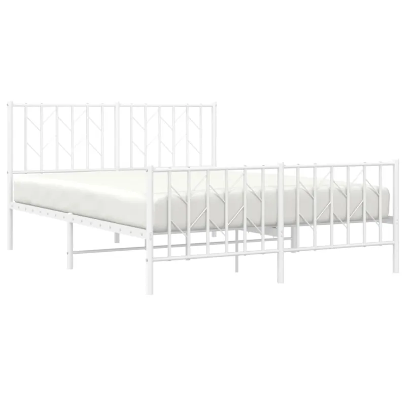 Lovos rėmas su galvūgaliu/kojūgaliu, baltas, 135x190cm, metalas