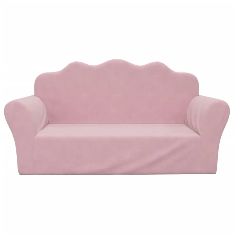 Vaikiška dvivietė sofa, rožinė, minkštas pliušinis