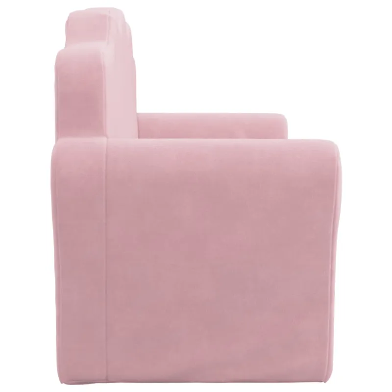 Vaikiška dvivietė sofa, rožinė, minkštas pliušinis