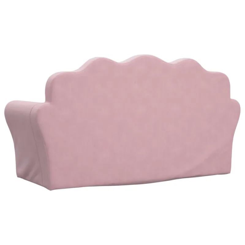 Vaikiška dvivietė sofa, rožinė, minkštas pliušinis