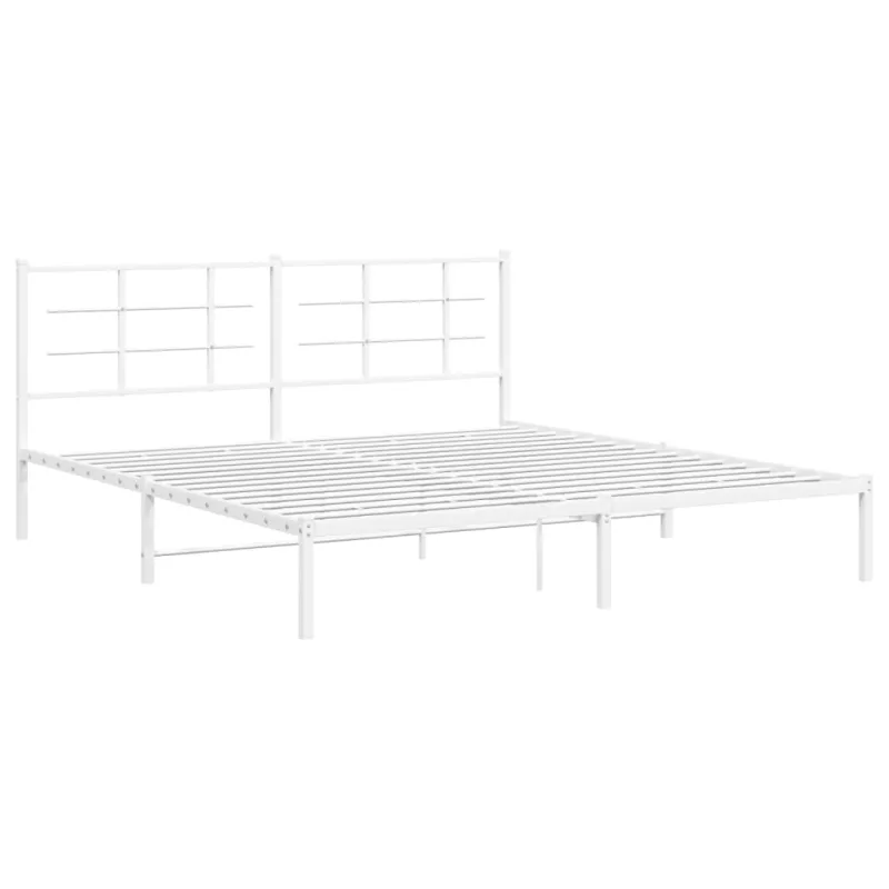 Metalinis lovos rėmas su galvūgaliu, baltos spalvos, 183x213cm