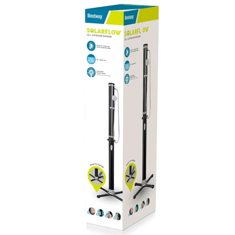 Bestway Solar Flow Lauko dušas, juodos spalvos, 20l