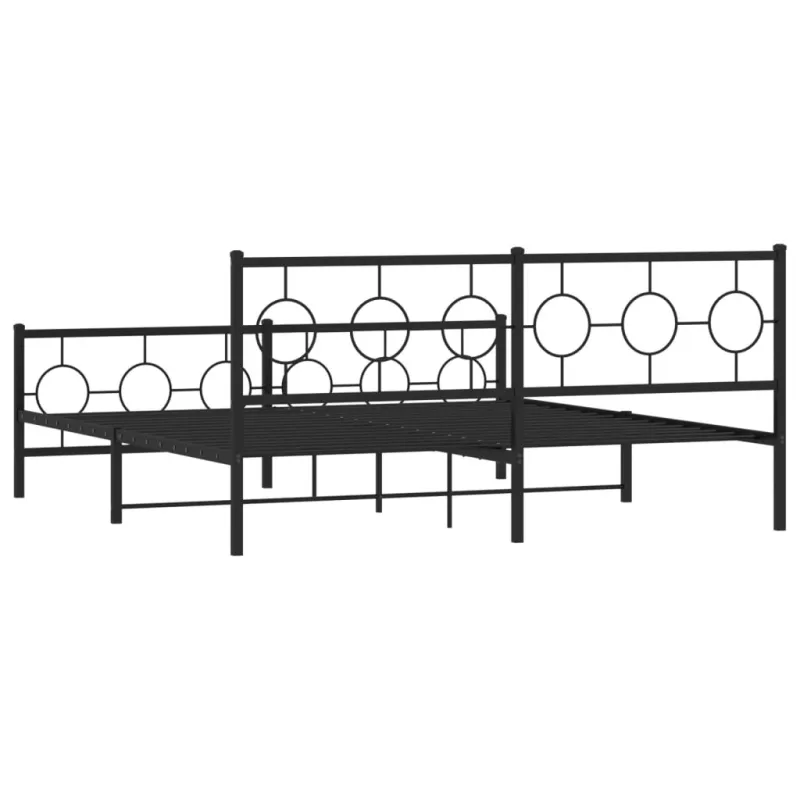 Lovos rėmas su galvūgaliu/kojūgaliu, juodas, 183x213cm, metalas