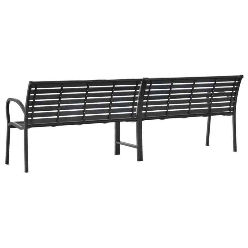 Dvigubas sodo suoliukas, juodos spalvos, 231cm, plienas ir WPC